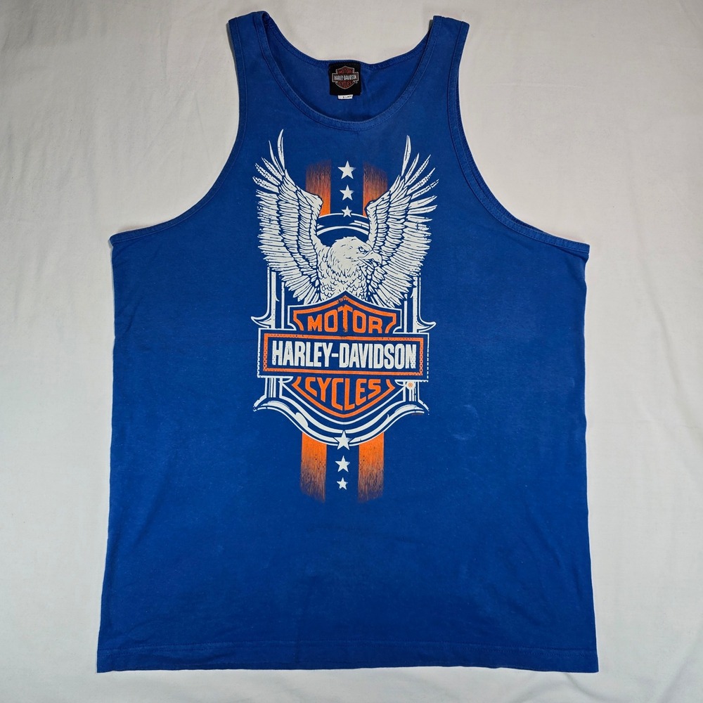 Harley-Davidson Mens XL Blue Tank Top Black Hills Eagle Graphic Rapid City SD